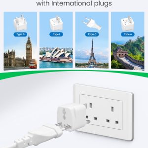 220V to 110V Travel Converter, Voltage Converter US to Europe for Curling Iron/Hair Straighteners, Power Converter with 3 AC Sockets and 4 USB-A Ports, Universal Plug Adapter UK, AU, EU, US, JP, CN