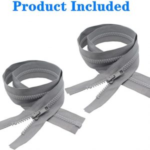 MebuZip 2PCS #5 30 Inch Separating Jacket Zippers Resin Zipper Molded Plastic Zippers Bulk for Sewing Coat Jackets Clothes (Grey)