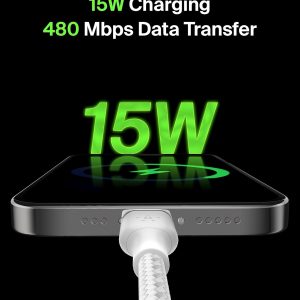 Belkin BoostCharge Braided USB-C to USB-A Charging Cable (3.3ft/1M) for iPhone 17 & 16 Series, Samsung Galaxy S25 Series, Google Pixel 10, iPad Pro, Nintendo Switch 2, Carplay, & More – White (2-Pack)