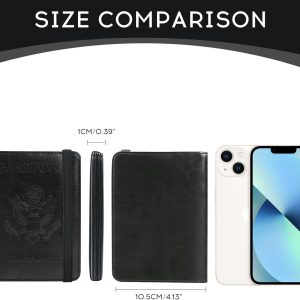 ILIYAH-Passport Cover-Passport Holder for Travel Women/Men Passport Wallet Case Travel Accessories Card Holder Wallet Unisex Travel Gifts(Black US)