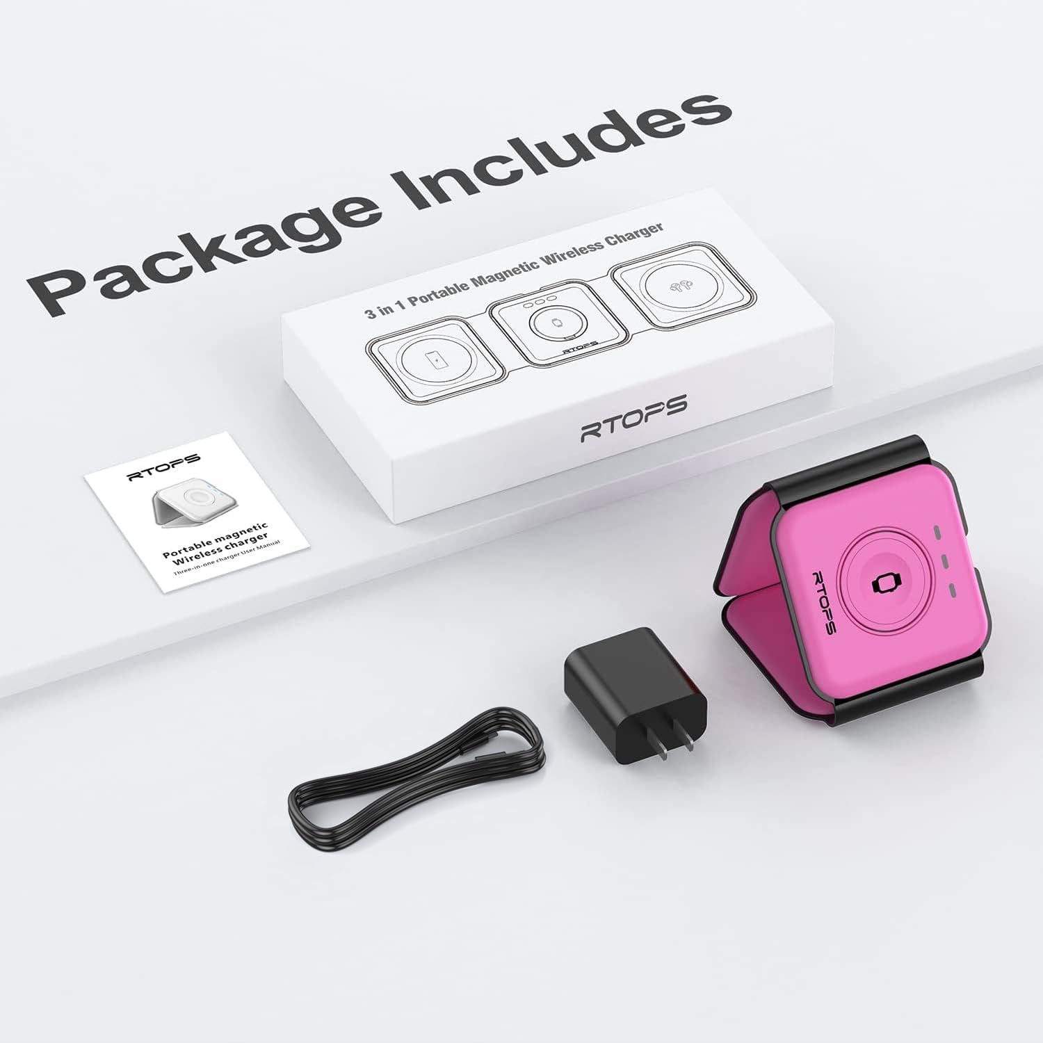 Wireless Charger 3 in 1,RTOPS Magnetic Travel Wireless Charging Station Multple Devices,GaN 3 in 1 Charging Station,Compatible for iPhone16/15/14/13/Pro/Max,iWatch,AirPods4/3/2/Pro(Adapter Includes) - Image 7
