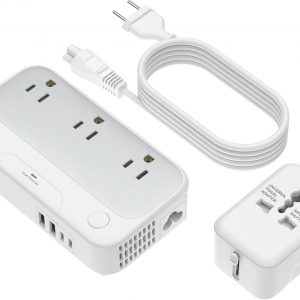 Universal Voltage Converter us to Europe, 220v to 110v Power Travel Converter Combo, 250W Step Down European Adapter 220 to 110 for UK Italy, Transformer European Travel Plug for Curly Hair Stick