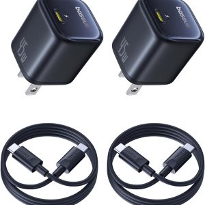 Baseus 45W USB C Charger Block, 2 Pack PPS Fast Charger Type C with USB-C Cable for iPhone 17/16/15 Series, iPad, Galaxy S24 Ultra and More Series
