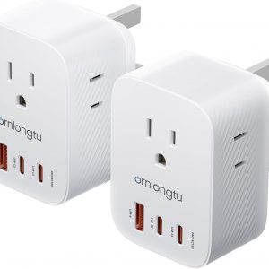 UK Adapters for Travel 2 Pack, US to UK Type G Plug Adapter with 20W USB-C & 3 AC Outlets, Ireland Power Adaptor for USA to England London Scotland British Dubai Hong Kong Singapore Qatar Kenya
