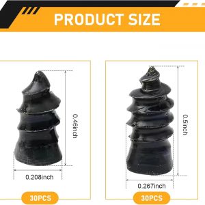 60 PCS Tire Repair Rubber Nails, Rubber Vacuum Tire Repair Kits, Spiral Tire Screw Plugs, Universal Self-Service Tool for Car Motorcycle Truck Tire Puncture Repair (Black)