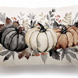 DFXSZ Fall Pillow Covers 12×20 Inch Thanksgiving Black White Brown Pumpkin Maple Leaf Lumbar Pillow Covers Polyester Fall Decoration for Home Couch YZT073-K12