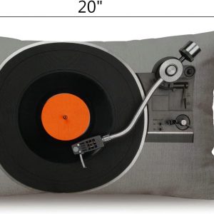 Solekla Retro Vintage Vinyl Record Pillow Covers 12″ x 20″ Lumbar Pillow Covers Home Decorative Cotton Linen Cushion Case for Sofa Couch Housewarming Family Room Décor