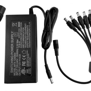 TIGERSECU 12V 8A Power Adapter for Security Cameras and DVRs, with 9-Way Splitter, 100V-240V, 2.1×5.5mm Power Supply, Compatible with Lorex, Night Owl, Swann, ZOSI, Reolink, Annke IP and BNC Cameras