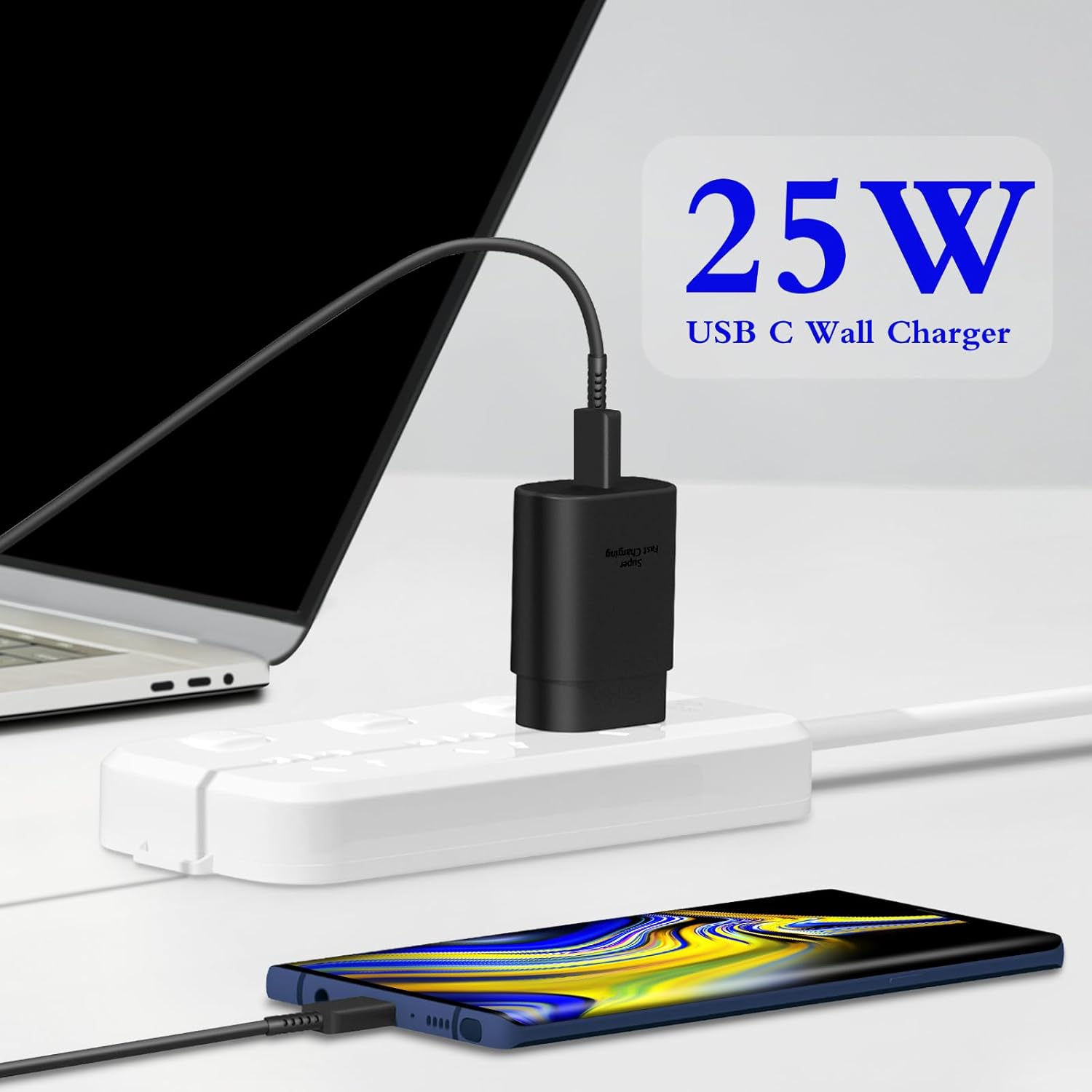 GUUSMART Type C Charger 2-Pack 25W Type C Fast Charging Block with 6ft USB C Charger Cable Compatible with Galaxy S25 S24 S23 S22 S21+/Phone 17/16/16 Pro Max/15/15 Pro Max/15 Plus-Black - Image 5