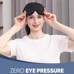 MZOO Luxury Sleep Eye Mask for Side Sleeper Men Women, Zero Eye Pressure 3D Sleeping Mask, Light Blocking Patented Design Night Blindfold, Soft Eye Shade Cover for Travel, Black