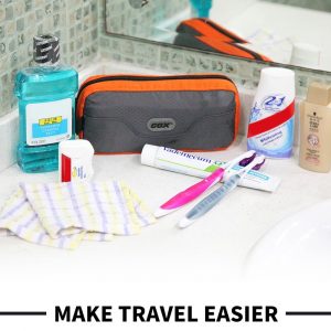 GOX Travel Toiletry Bag Dopp Kit Case for Men Multifunction Packing Organizer Pouch(Orange/Grey)