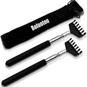 Kuvvfe 2 Pack Portable Extendable Back Scratcher, Stainless Steel Telescoping Back Scratcher with Beautiful Present Packaging