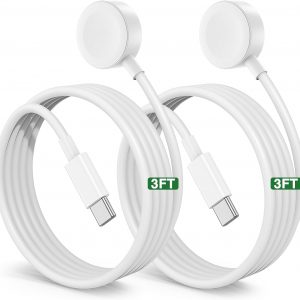 2Pack Upgraded for Apple Watch Charger Cable, 3FT USB C to Magnetic Wireless Fast i-Watch Charging Cord [Portable], Compatible with iWatch Series Ultra10/9/8/7/6/SE/SE2/5/4/3/2 – White