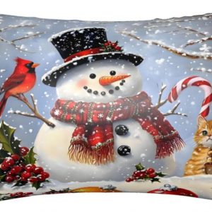 Satin Pillowcase with Zipper Queen Size Snowman Pillow Cover 20″x30″ Cardinal Winter Silk Pillow Case for Hair and Skin Cooling Pillowcase