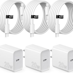iPhone 17 16 15 Charger Fast Charging 3 Pack USB C Charger Block Type C Chargers 6FT Cord Wall Chargers Compatible with iPhone Air/17/17 Plus/17 Pro/17 Pro Max/16/16 Plus/16 Pro/16 Pro Max/15 Pro Max