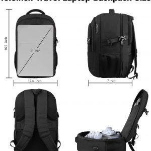 Lapsouno Travel Laptop Backpack, Business Laptop Backpack, Anti Theft Slim Sturdy 15.6 Inch TSA Friendly with USB Port, Water Resistant College School Computer Bag Gifts for Men Women, Black