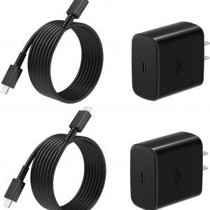 Super Fast Charger USB C, 2Pack PPS Type C Charging Block with 6FT USB-C Phone Cable for Samsung Galaxy S25 +/Ultra /S24 S23 S22 +/Ultra/ S21 S20/Tab S9, iPhone 17/16/15