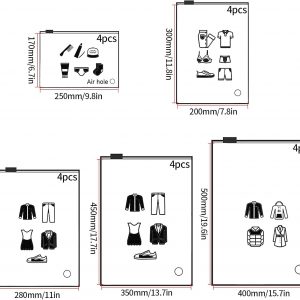 20 Pcs Travel Storage Bags, Clothes Packaging, Reusable Plastic Ziplock, Frosted Waterproof Resealable Clothing Zipper Pouch for Shoes Cosmetics Storage