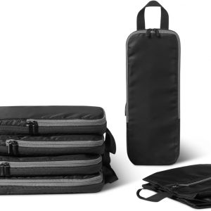 Amazon Essentials Ultralight Compression Packing Cubes Packing Organizer black 6 pack Black