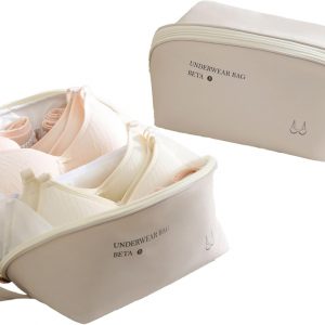 tianzong Travel Underwear Packing Cube for Women, Portable Luggage Organizer Bag, Multi-compartment Versatile Storage Bag for Suitcase (1 Pack, XL Beige)