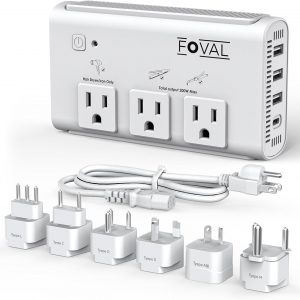 220V to 110V Travel Voltage Converter, FOVAL 2000W Power Converter for Hair Dryer, Straightener/Curling Iron with 4-Port USB (1 USB C), Step Down Transformer for US/EU/UK/AU/SA/Italy/India