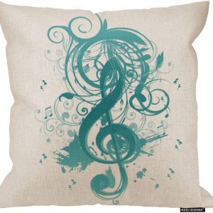 HGOD DESIGNS Beautiful Cool Music Notes with Splatter Swirls Throw Pillow Case Cushion Cover Pillowcase 18 X 18 Inches