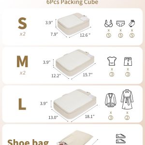 ECOHUB 4 Set /6 Set Packing Cubes for Travel Durable Suitcase Organizer Bags Set with Personalized Tag Various Sizes Travel Essentials Traveling Accessories for Luggage Machine Washable