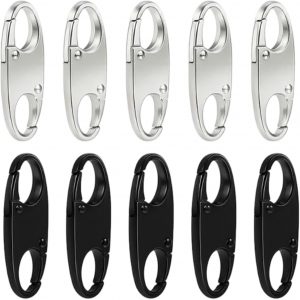 10 Pcs Zipper Lock, Zipper Locks Anti Theft Quick Installation Design, Sturdy Backpack Locks for Travel Bags School Bags Office Workers Travelers (5 Black+5 Silver)