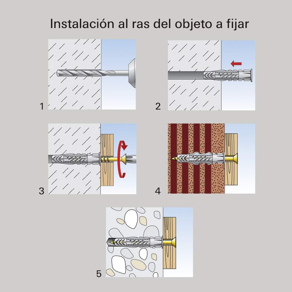 fischer Universal Plug UX 3/8 x 2 3/8" (10x60mm) R with Rim 50pcs Nylon Universal Operating Principle (Knotting or Expanding) Use in All Solid, Hollow and Board Building Materials - Image 6