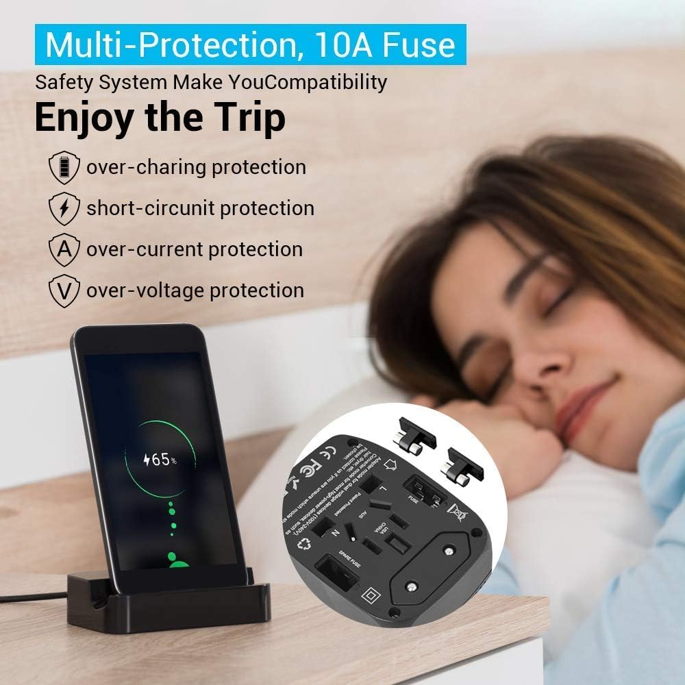 International Travel Adapter Voltage Converter, Step Down Converter 230V to 120V for Hair Straighteners, Laptops, Cell Phones, Power Converters for USA to UK, Europe, Australia Over 200 Countries - Image 5