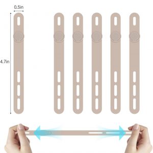 Donruby 30Pcs Silicone Cable Ties – Reusable & Washable with Adjustable Locking Buckles, High Elasticity Cable Management Straps for Home, Office, School, Travel Essential Cord Organizer (Khaki)