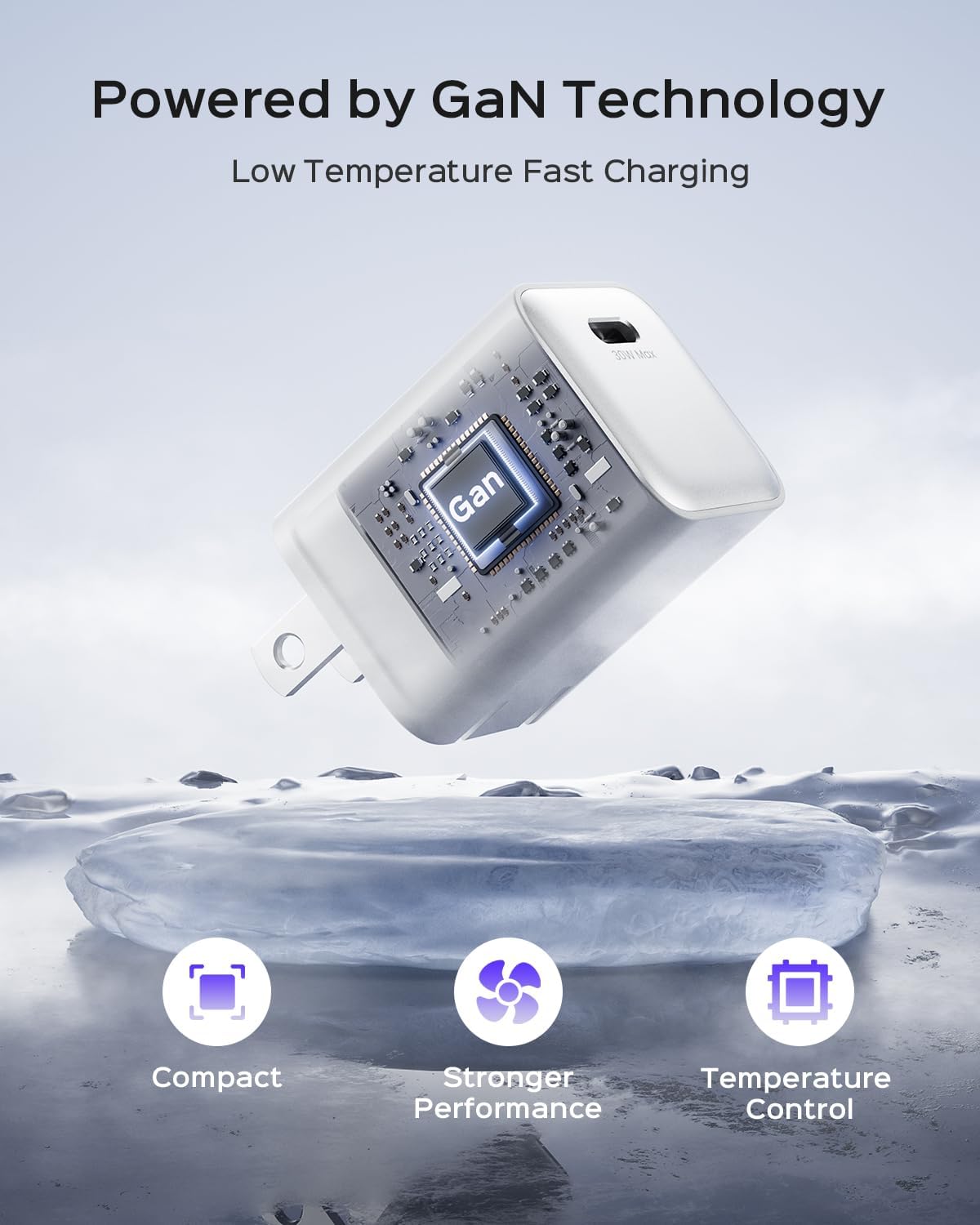30W Compact Wall Charger, USB C Charger Block with GaN III Tech, PD3.0 PPS QC4.0 Fast Foldable Power Adapter for iPhone 16 15, Galaxy, Pixel, iPad, AirPods,MacBook Air (White, 1 Pack) - Image 3