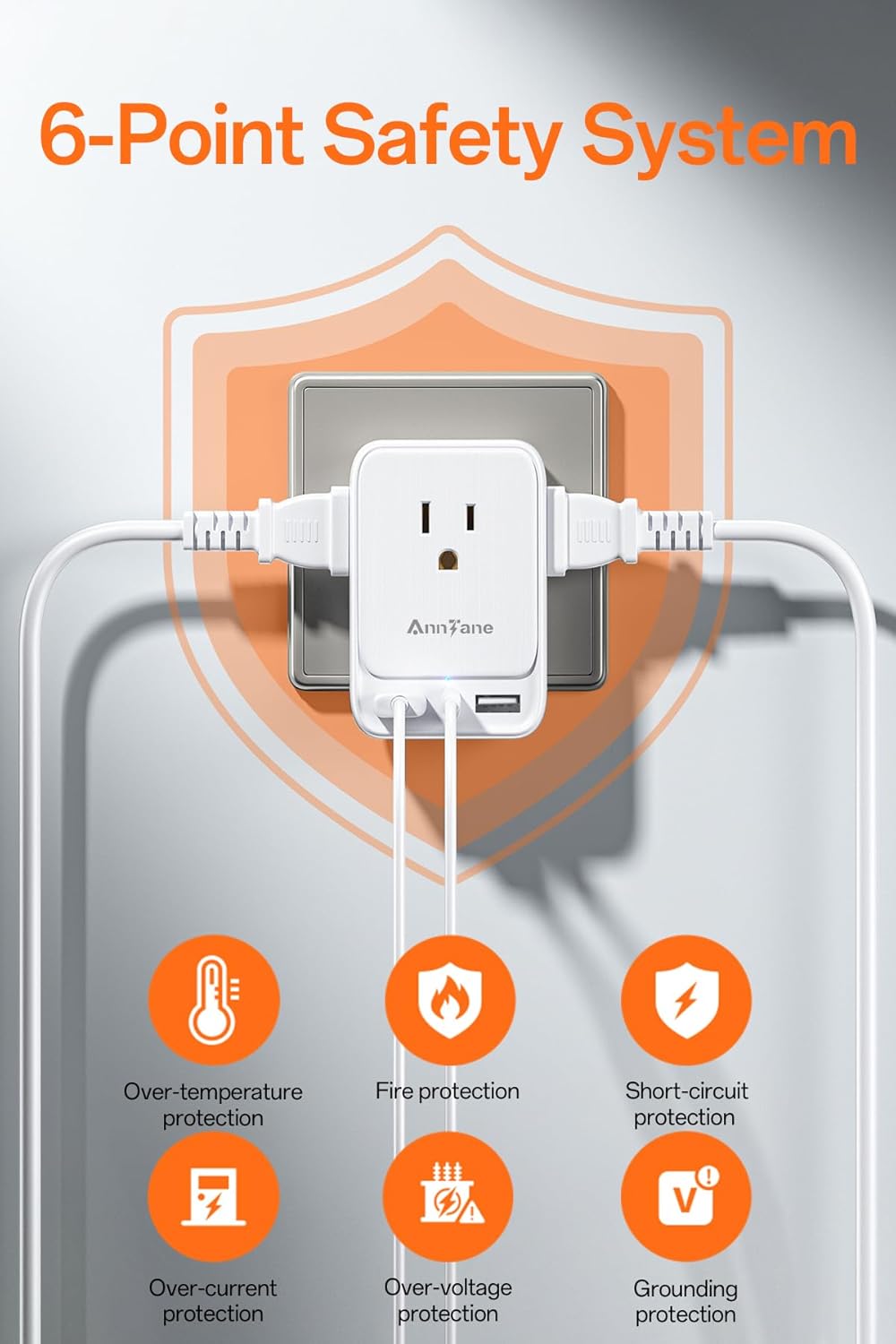 2 Pack European Travel Adapter, US to Europe Plug Adaptor with 4 Outlets 3 USB Charging Ports, Type C Power Adapter for USA to EU Euro Spain France Iceland Italy Germany Greece, White - Image 5