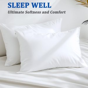 Cotton Pillow Cases Standard Size Set of 4, White Pillow Protectors with Hidden Zipper, Cooling Breathable Zippered Pillow Covers & Soft Pillowcase Covers, 20×26 Inches