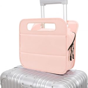 CONTAIL 13 Inch 3L 4-in-1 Travel Essentials Organizer, Small Business Handbag, Suitcase Drink Holder,Phone Tablet Holder,Airport Accessories Storage,Pink