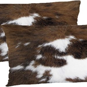 TOMWISH Pack of 2 Hidden Zippered Pillowcase Cowhide Accent Printing 12X20Inch Soft Decorative Cushion Cover for Sofa Bedroom Decorative Throw Custom Cotton Pillow Case Cushion Cover