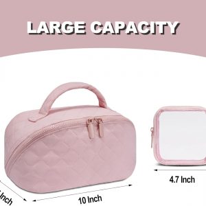 Makeup Bag,Quilted Puffer Cosmetic Bags,Travel Toiletry Bag for Women,Large Capacity Waterproof Make up Bag Set