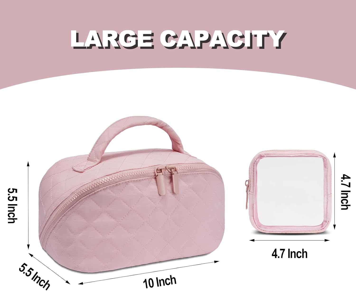 Makeup Bag,Quilted Puffer Cosmetic Bags,Travel Toiletry Bag for Women,Large Capacity Waterproof Make up Bag Set - Image 2