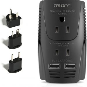 TryAce 220V to 110V Converter, 2000W Travel Voltage Converter for Hair Dryer Straightener Curling Iron,10A Power Adapter is Easy to Carry for National Travel,with 2USB and UK/EU/AU Plugs