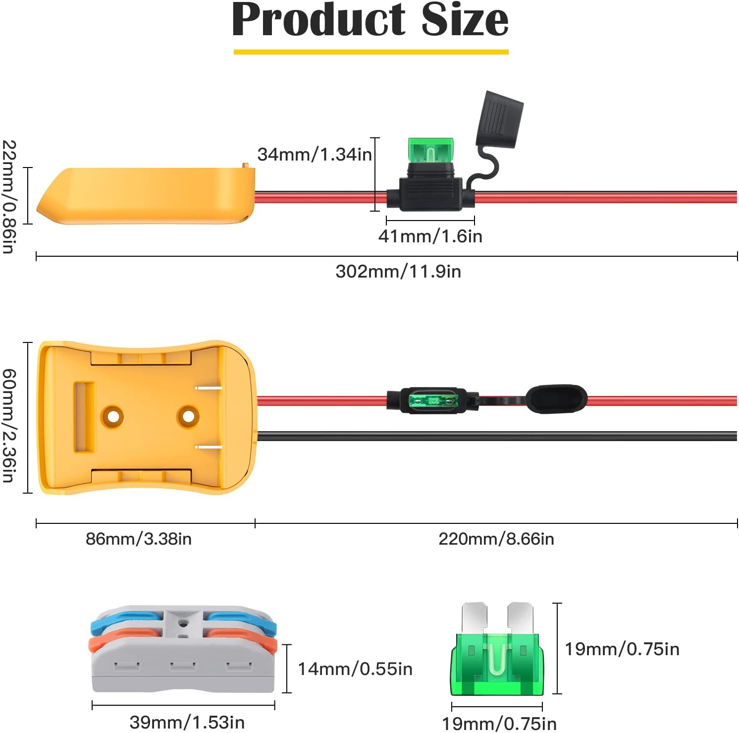 2 Packs Power Wheel Adapter for Dewalt 20V Battery Adapter Power Wheel Battery Converter Kit with Fuses & Wire Terminals, 12AWG Wire, Power Connector for DIY Rc Car Toys, Robotics and Rc Truck - Image 7