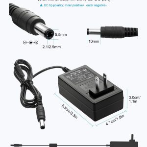 ALITOVE 12V DC Power Supply 3A 36W Universal AC Adapter 100-240V 50-60hz to 12 Volt Power Adapter Cord 3Amp 2.5A 2A 5.5mm x 2.5mm 2.1mm for LED Strip Light CCTV Security Camera PC Monitor and More