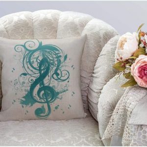 HGOD DESIGNS Beautiful Cool Music Notes with Splatter Swirls Throw Pillow Case Cushion Cover Pillowcase 18 X 18 Inches