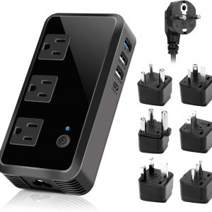 2300W Voltage Converter 220V to 110V Universal Travel Adapter/Power Converte with 3 USB Ports 3 AC Outlets 1 Type-C in EU/UK/AU/US/IT/South Africa More Than 150 Countries Over The World