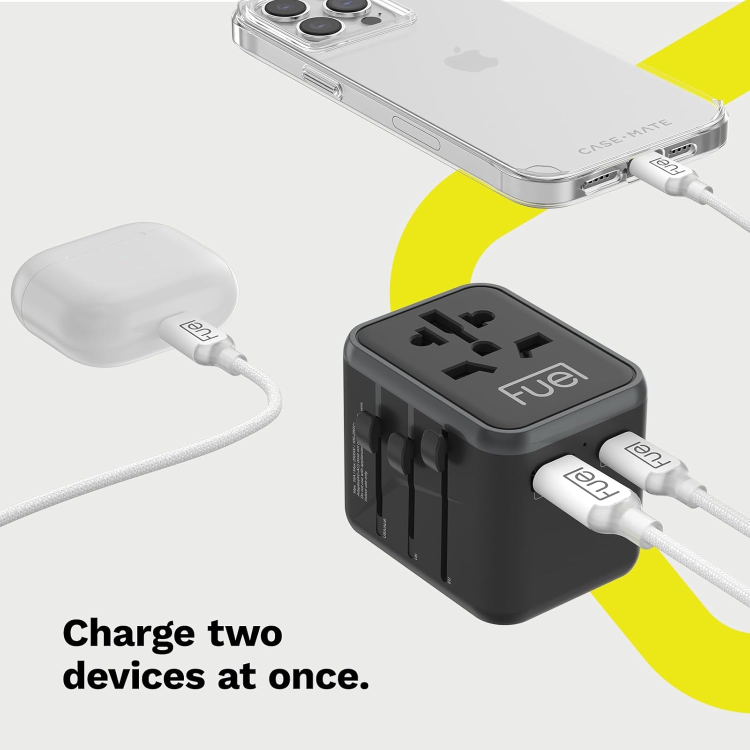 Fuel Universal International Travel Adapter w/ 20W Dual USB Charging Ports (USB-A & C) - Worldwide Wall Charger w/ AC Plug Adapter - European Outlet Converter - Travel Essentials for EU UK USA AUS - Image 3