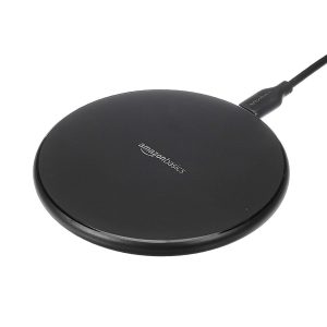 Amazon Basics 15W Qi Certified Wireless Charging Pad for iPhone 16/15/14/13/12/11/X, Samsung and More, with USB Cable, Black