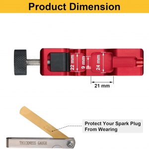 CZC AUTO Spark Plug Gap Tool Universal with 32 Blades Steel Feeler Gauge, Compatible with Most Standard 10mm 12mm 14mm 16mm Thread Spark Plugs, Red