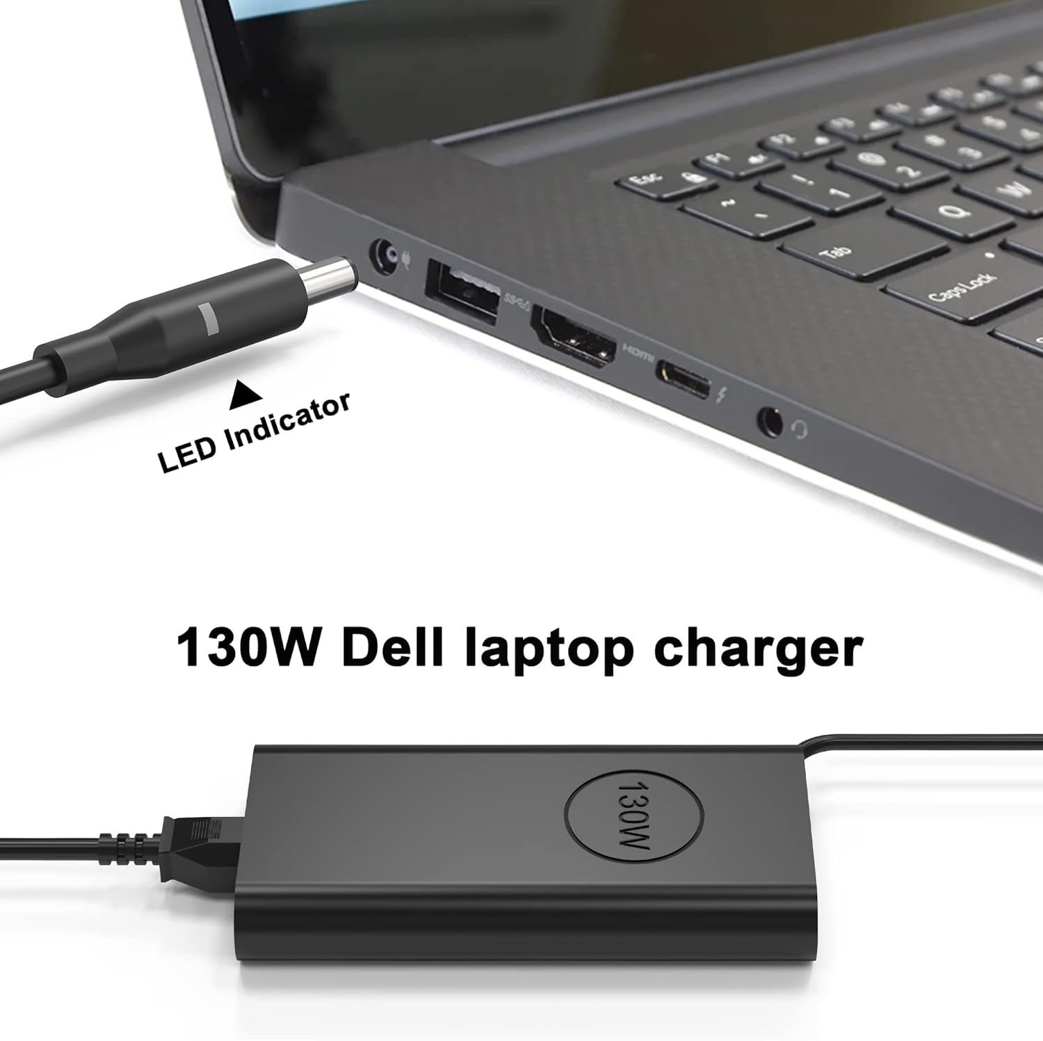 130W 4.5mm Round Tip AC Adapter Laptop Charger Replacement for Dell XPS 15 9530 9550 9560 9570 7590 Inspiron 7347 7348 7459 Precision M3800 M2800 5510 5520 5530 5540 HA130PM130 0RN7NW Power Cord - Image 5