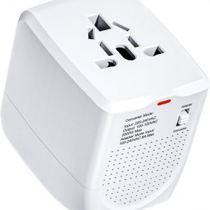 Adaptador de viaje internacional convertidor de voltaje escalones hacia abajo 220V a 110V para teléfonos celulares, portátiles y rizadores, Estados Unidos a Reino Unido, Europa, Australia y más de 200