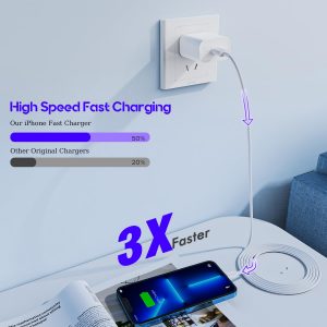 10Foot Fast iPhone Charging Cable,3-Pack Super Fast i Phone Charger USB C Charging Block Wall Charger PD Adapter with 10FT Type C to Lightning Cable Cord for iPhone 14/13/12/11ProMax/XS Max/XS/XR/8/SE