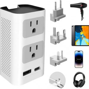 Mapambo 2000W 220V to 110V Voltage Converter US to Europe Power Converter European Travel Converter for Hair Dryer, Power Converter Adapter Combo with 1 Type C 1 USB A